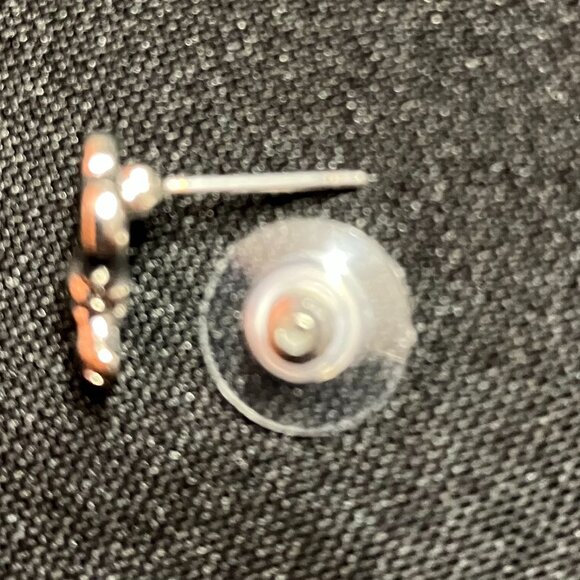 Steve Madden Silver Tone Heart Knot Stud Earrings - Picture 3 of 3